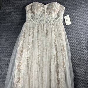 Aidan Mattox Wedding gown dress Ivory Lace Slit Sheer Sexy Size 10 New With Tags